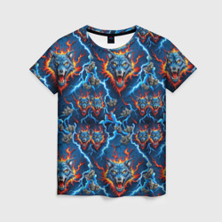 Волки и огонь паттерн – Женская футболка 3D с принтом купить со скидкой в -26%