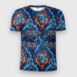 Волки и огонь паттерн – Мужская футболка 3D Slim с принтом купить со скидкой в -9%