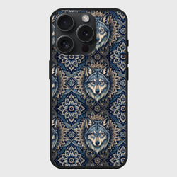 Волки и узоры – Чехол силиконовый для Apple iPhone 15 Pro матовый с принтом купить