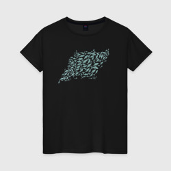 Стая рыб – Женская футболка хлопок с принтом купить со скидкой в -20%