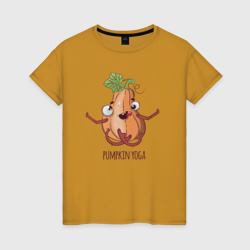 Тыква и йога – Женская футболка хлопок с принтом купить со скидкой в -20%