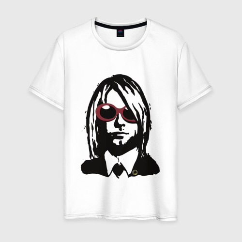 Мужская футболка из хлопка с принтом Kurt Cobain Nirvana portrait, вид спереди №1
