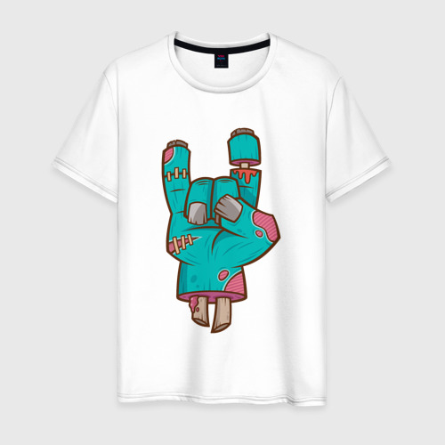Мужская футболка из хлопка с принтом Рок зомби, вид спереди №1