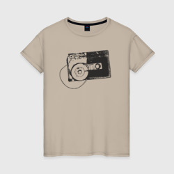 Аудио кассета – Женская футболка хлопок с принтом купить со скидкой в -20%