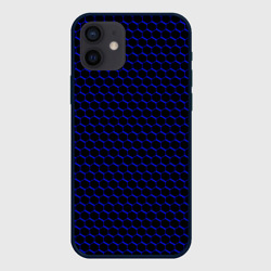Чёрно-синий паттерн соты – Чехол для iPhone 12 Mini с принтом купить