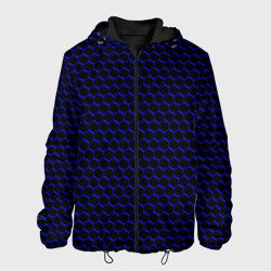 Чёрно-синий паттерн соты – Мужская куртка 3D с принтом купить со скидкой в -10%