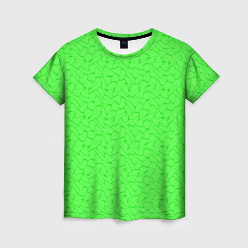 Женская футболка с принтом Яркий салатовый кислотный, вид спереди №1