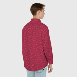 Рубашка с принтом Красно-розовый паттерн разводы для любого человека, вид сзади №2. Цвет основы: белый