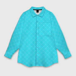 Яркий голубой паттерн тонкая сетка – Мужская рубашка oversize 3D с принтом купить
