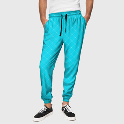 Яркий голубой паттерн тонкая сетка – Мужские брюки 3D с принтом купить