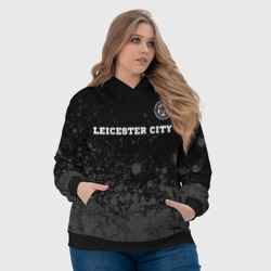 Толстовка с принтом Leicester City sport на темном фоне посередине для женщины, вид на модели спереди №4. Цвет основы: черный