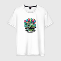 Воздушные шары и хамелеон – Мужская футболка хлопок с принтом купить со скидкой в -20%