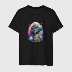Музыкальный игуана в наушниках – Мужская футболка хлопок с принтом купить со скидкой в -20%
