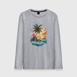 Мужской лонгслив хлопок Закат солнца в тропиках
