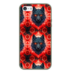 Волки на красном фоне паттерн – Чехол для iPhone 5/5S матовый с принтом купить