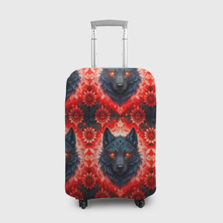 Волки на красном фоне паттерн – Чехол для чемодана 3D с принтом купить