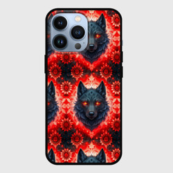 Волки на красном фоне паттерн – Чехол для iPhone 13 Pro с принтом купить