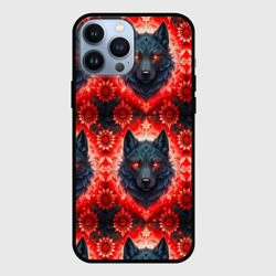 Волки на красном фоне паттерн – Чехол для iPhone 13 Pro Max с принтом купить