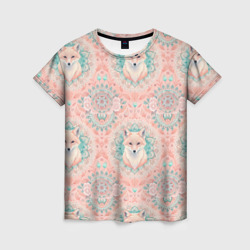 Лисицы на светлом фоне – Женская футболка 3D с принтом купить со скидкой в -26%