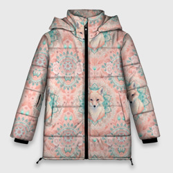 Лисицы на светлом фоне – Женская зимняя куртка Oversize с принтом купить