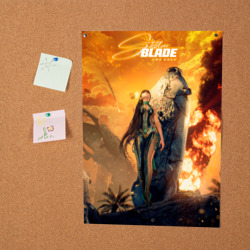 Постер с принтом Ева и капсула stellar blade для любого человека, вид спереди №2. Цвет основы: белый