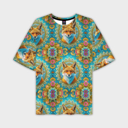Лисицы узоры из цветов – Мужская футболка oversize 3D с принтом купить со скидкой в -50%