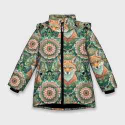 Лисицы и классические узоры – Зимняя куртка для девочек 3D с принтом купить