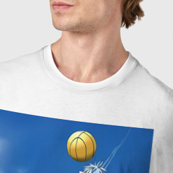 Футболка с принтом Баскетбол Тэцуя Куроко арт для мужчины, вид на модели спереди №4. Цвет основы: белый