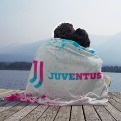Плед с принтом Juventus neon gradient style по-горизонтали для любого человека, вид спереди №3. Цвет основы: 3d (велсофт)