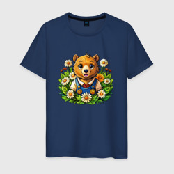 Медведь среди ромашек – Мужская футболка хлопок с принтом купить со скидкой в -20%