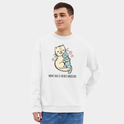 Мужской свитшот oversize без начеса хлопок Объятия мамы лучшее лекарство - фото 2
