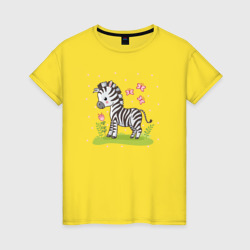 Зебра и бабочки – Женская футболка хлопок с принтом купить со скидкой в -20%