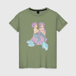 Mermaids in love – Женская футболка хлопок с принтом купить со скидкой в -20%
