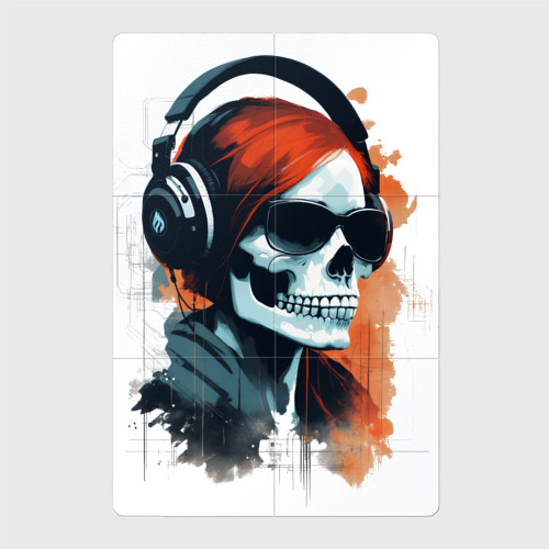 Магнитный плакат 2x3 с принтом Grunge redhead girl skull, вид спереди №1