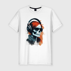 Grunge redhead girl skull – Мужская футболка хлопок Slim с принтом купить