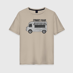 Street food – Женская футболка хлопок Oversize с принтом купить со скидкой в -16%