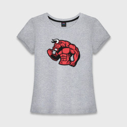 Злобный бык – Женская футболка хлопок Slim с принтом купить