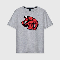 Злобный бык – Женская футболка хлопок Oversize с принтом купить со скидкой в -16%