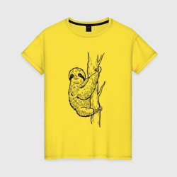 Ленивец ползёт по дереву – Женская футболка хлопок с принтом купить со скидкой в -20%