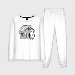 Домашний поросёнок – Женская пижама с лонгсливом хлопок с принтом купить