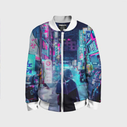 Детский бомбер 3D Дождливый неоновый вечер в Японии