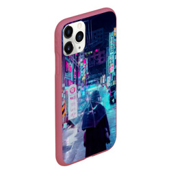 Чехол для iPhone 11 Pro Max матовый Дождливый неоновый вечер в Японии - фото 2