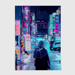 Постер Дождливый неоновый вечер в Японии