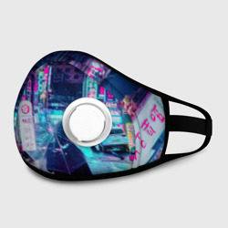 Маска из неопрена Дождливый неоновый вечер в Японии