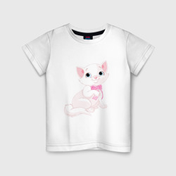 Очаровательная милая кошечка с розовым бантиком – Детская футболка хлопок с принтом купить со скидкой в -20%