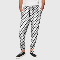 Белый в маленький чёрный квадрат – Мужские брюки 3D с принтом купить