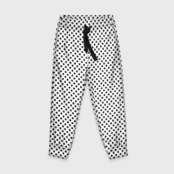 Белый в маленький чёрный квадрат – Детские брюки 3D с принтом купить