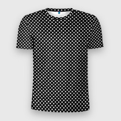 Чёрный в белый маленький квадрат – Мужская футболка 3D Slim с принтом купить со скидкой в -9%