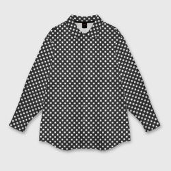 Чёрный в белый маленький квадрат – Женская рубашка oversize 3D с принтом купить
