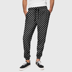 Чёрный в белый маленький квадрат – Мужские брюки 3D с принтом купить